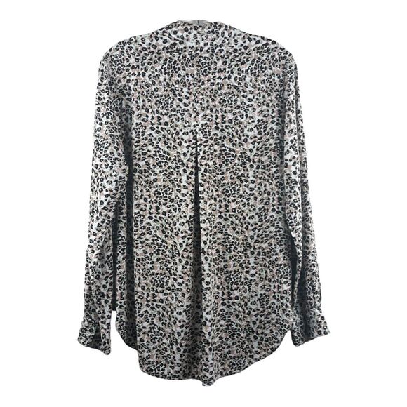 Velvet Heart Button Down Shirt Women M White Mauve Black Long Sleeve Collared - Picture 2 of 12